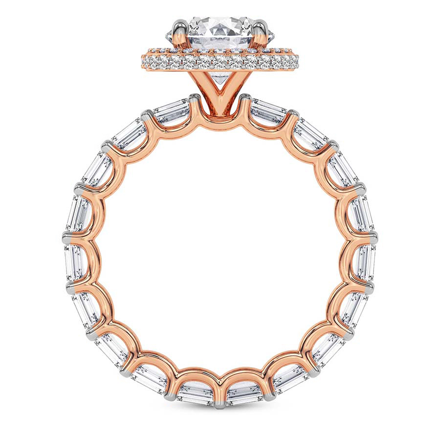 AFDRE44604-A09 Rose Gold Amaryllis Side Emerald Lab Diamond Ring - Image 3