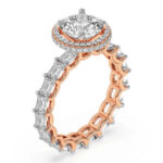 Rose Gold Amaryllis Side Emerald Lab Diamond Ring - Image 4