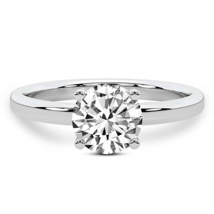 White Gold Four Prong Solitaire 1.5mm Lab Diamond Ring - Image 1