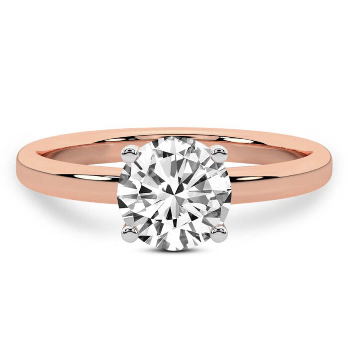 Rose Gold Four Prong Solitaire 1.5mm Lab Diamond Ring - Image 1