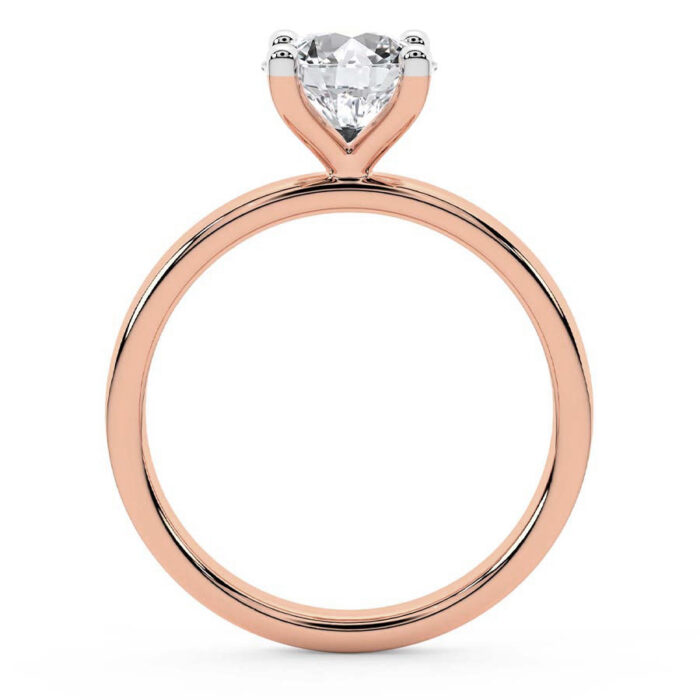 Rose Gold Four Prong Solitaire 1.5mm Lab Diamond Ring - Image 3