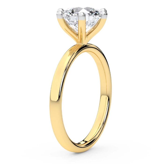 Yellow Gold Six Prong Solitaire 1.5mm Lab Diamond Ring - Image 3