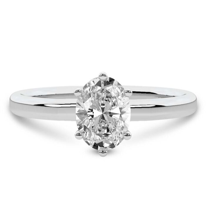 White Gold Six Prong Solitaire 1.5mm Lab Diamond Ring - Image 1
