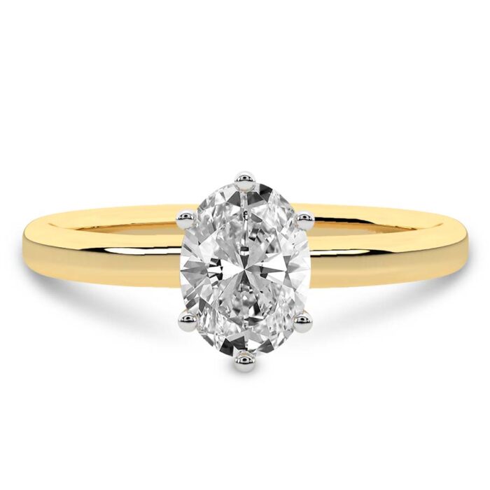 Yellow Gold Six Prong Solitaire 1.5mm Lab Diamond Ring - Image 1