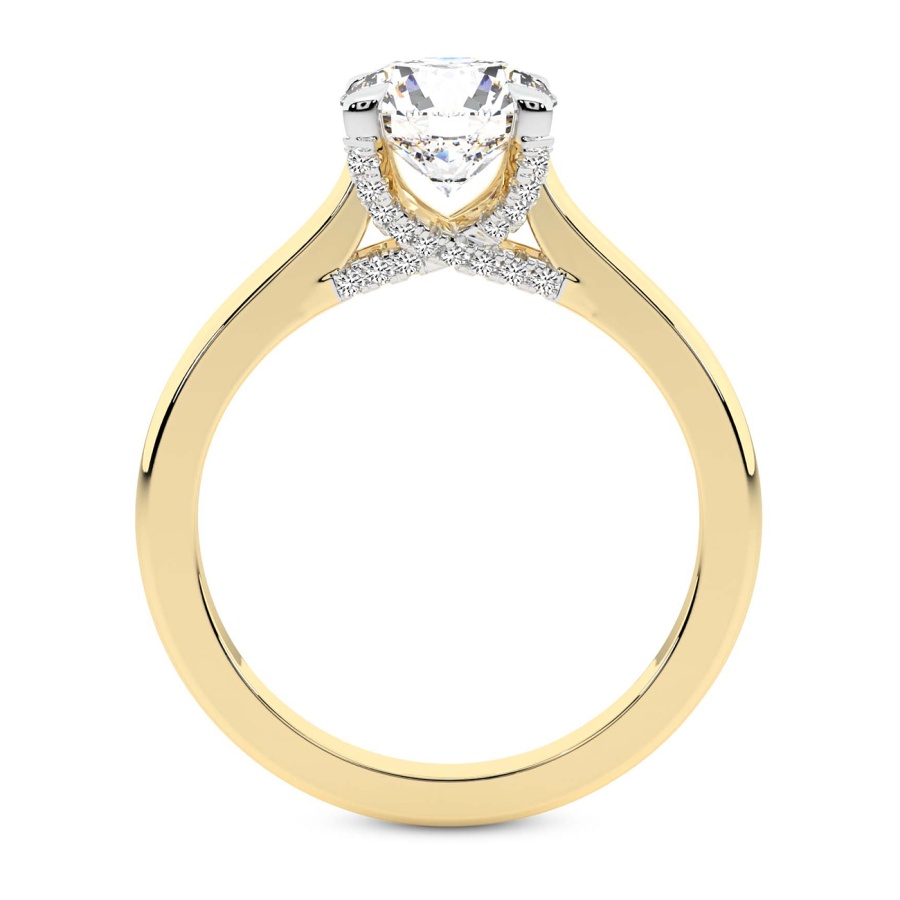 AFDRE45604-A08 Yellow Gold Agnes Criss cross Prong Solitaire 1.5mm Lab Diamond Ring - Image 2