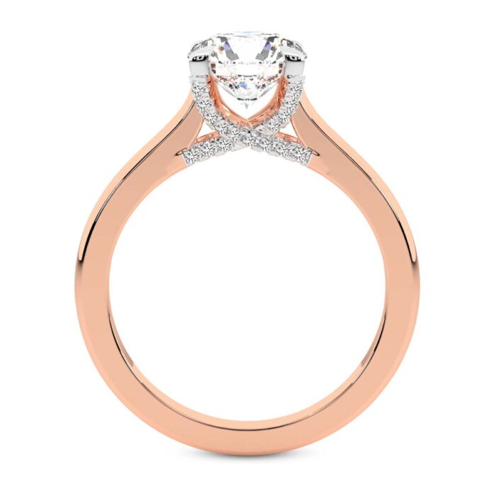 Rose Gold Agnes Criss cross Prong Solitaire 1.5mm Lab Diamond Ring - Image 2
