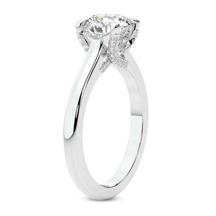 White Gold Agnes Criss cross Prong Solitaire 1.5mm Lab Diamond Ring - Image 3