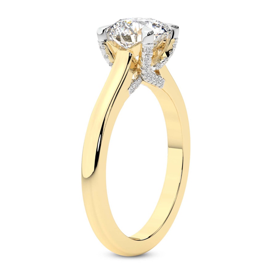 AFDRE45604-A11 Yellow Gold Agnes Criss cross Prong Solitaire 1.5mm Lab Diamond Ring - Image 3