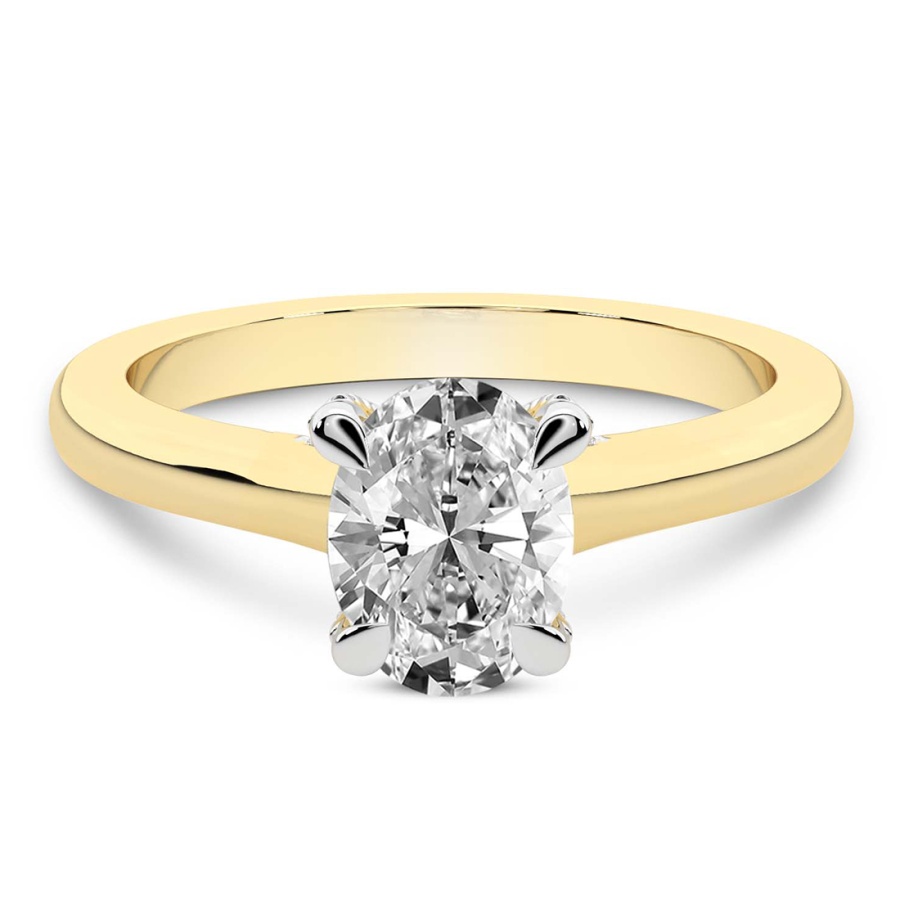 AFDRE45604-D53_OVAL Yellow Gold Agnes Criss cross Prong Solitaire 1.5mm Lab Diamond Ring - Image 4