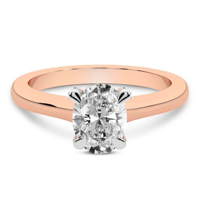 Rose Gold Agnes Criss cross Prong Solitaire 1.5mm Lab Diamond Ring - Image 1