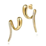 Yellow Gold Diamond Stud Drop Earrings